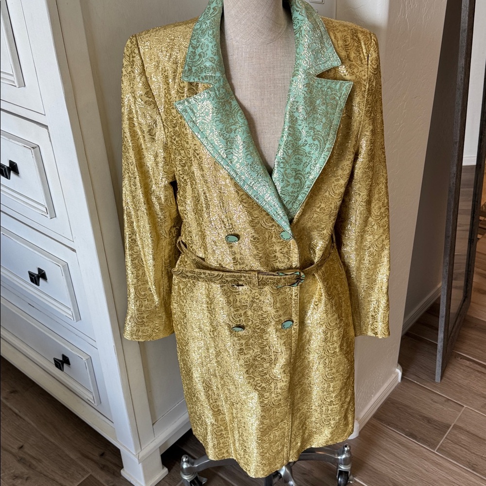 NWT Duro Olowu M gold brocade trench coat